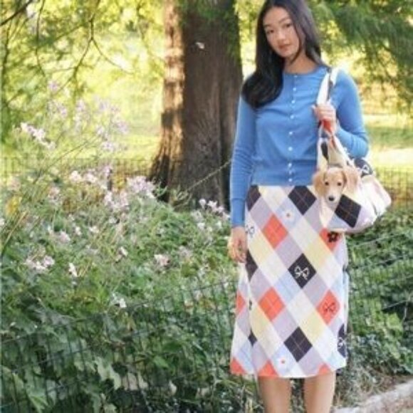 LISA SAYS GAH! Sandy Bow Plaid Midi Skirt Size XS NEW NWOT - Picture 2 of 5